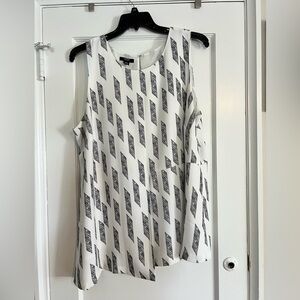 Black and White Asymmetrical Sleeveless Top